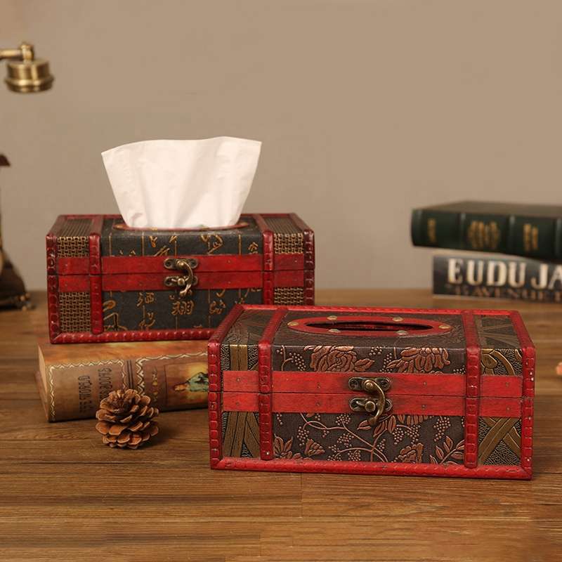 复古中国风纸巾盒木质创意家用客厅茶几抽纸盒简约桌面餐巾纸盒