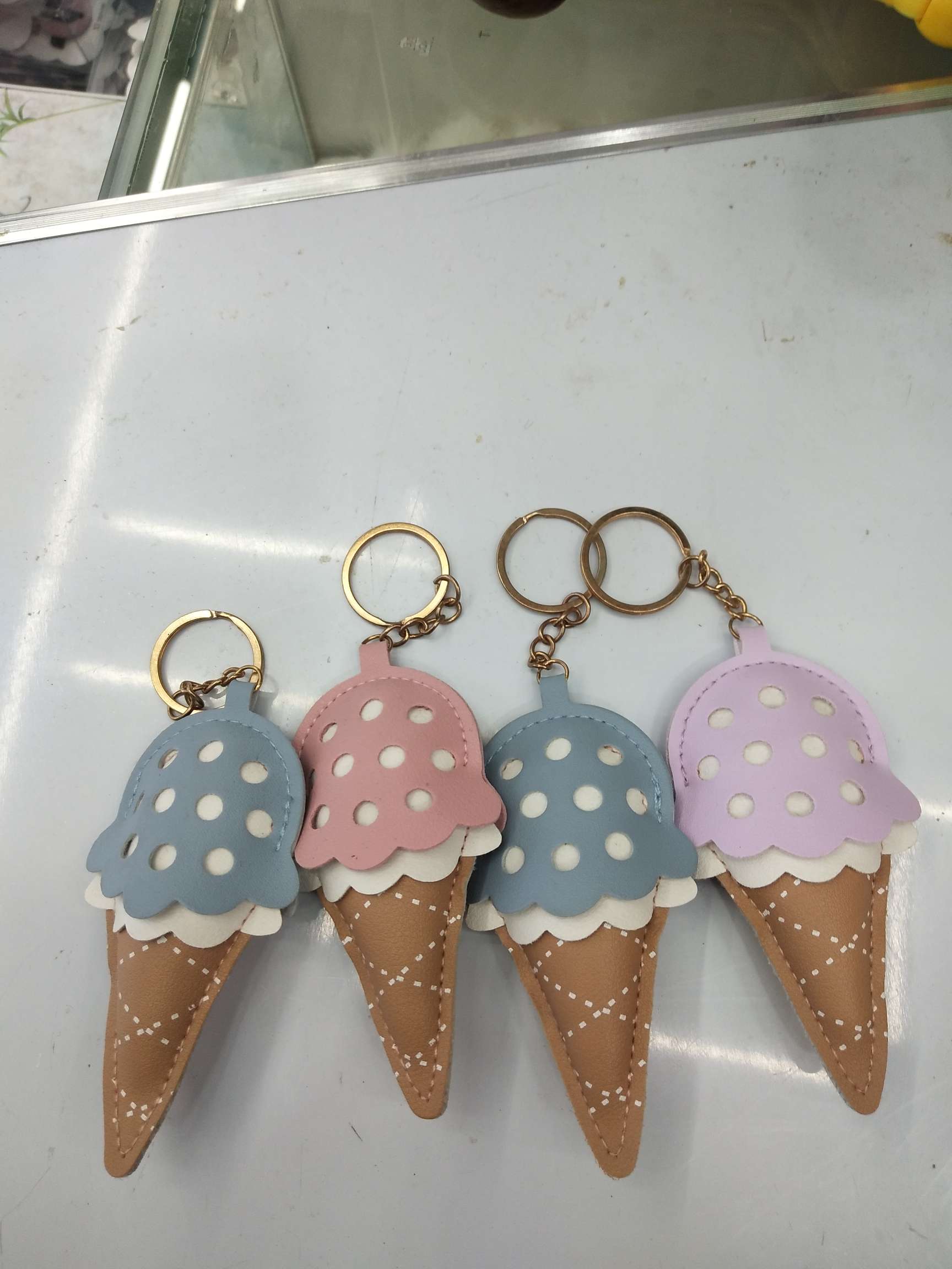 冰淇淋皮革钥匙扣挂件