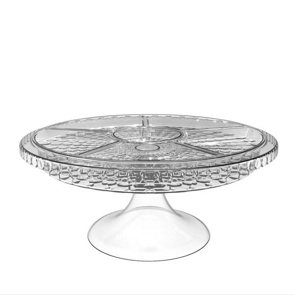 水晶托盘水果盘蛋糕盘白底实物图