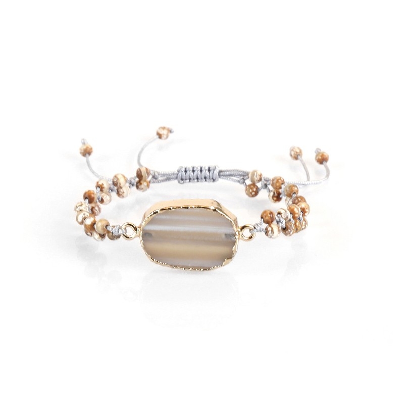 Natural crystal gemstone bracelet, double-row round bead woven bracelet undefined