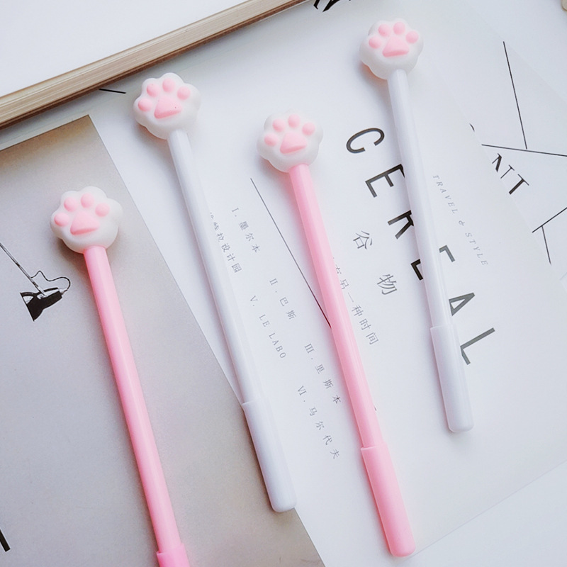 Cute and fresh cartoon cat paw gel pen, student office black ballpoint pen, signature pen stationery undefined