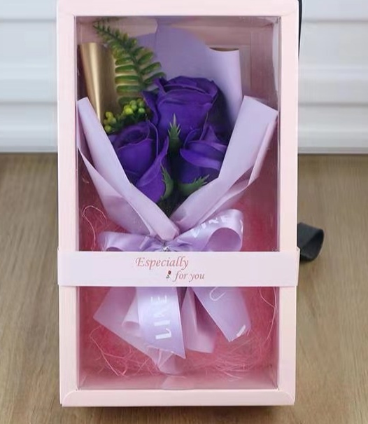 Teachers' Day gifts, Mother's Day and Valentine's Day gifts, powder box, 3 soaps, rose simulation bouquet, wedding and birthday Hai Ruo details Picture