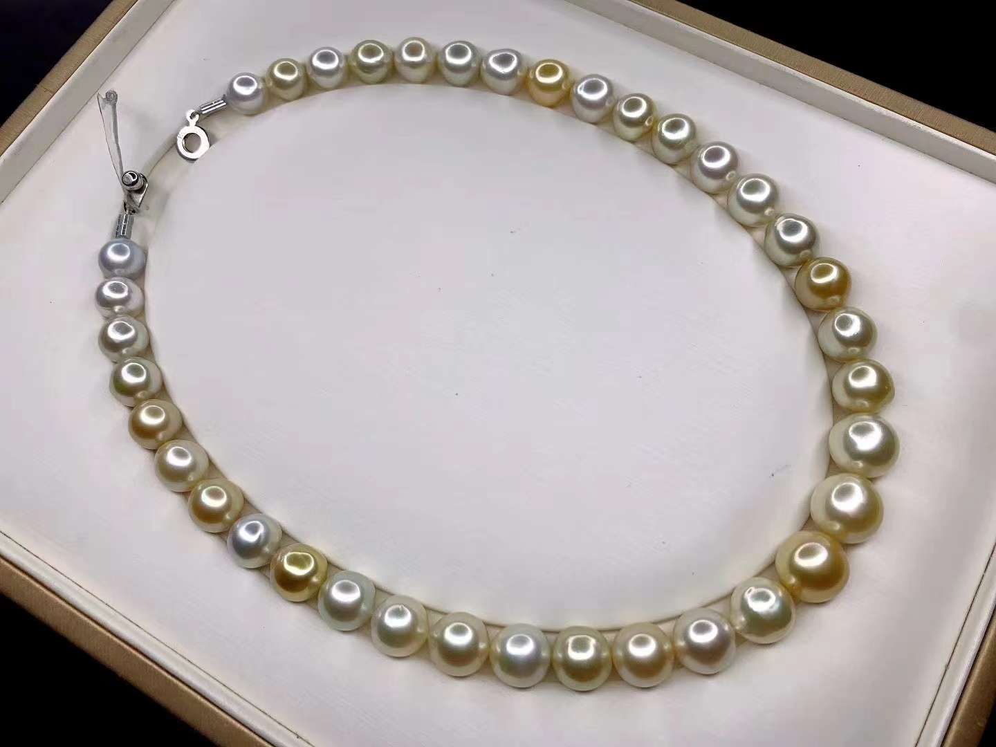 澳洲白珠金珠彩色项链桔城珍珠礼品珠宝首饰详情图2