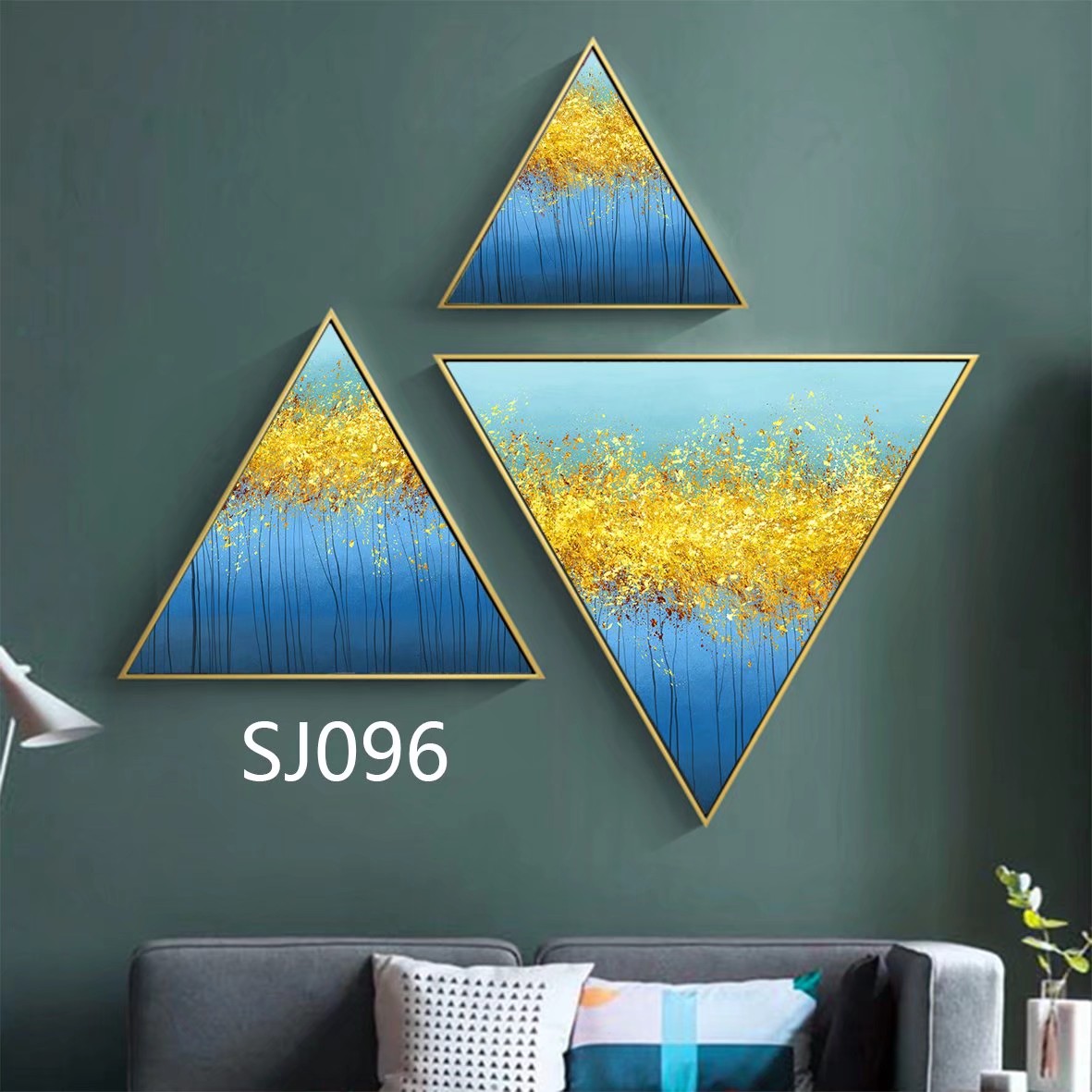 现代装饰画铝合金边框星钻画酒店工装专用简框玄关过道画餐厅沙发背景三角更多图库加微信：18367959008细节图