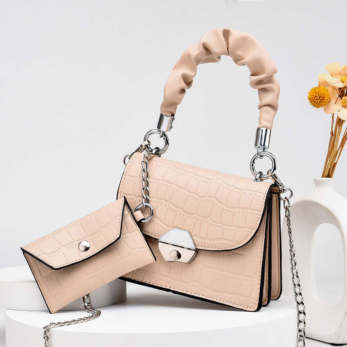 156-6020-1 Mother and child bags, women's bags, casual bags, versatile bags, shoulder bags, fashionable new PU bags details Picture