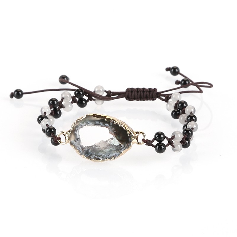 Natural crystal gemstone bracelet, double-row round bead woven bracelet Specification image