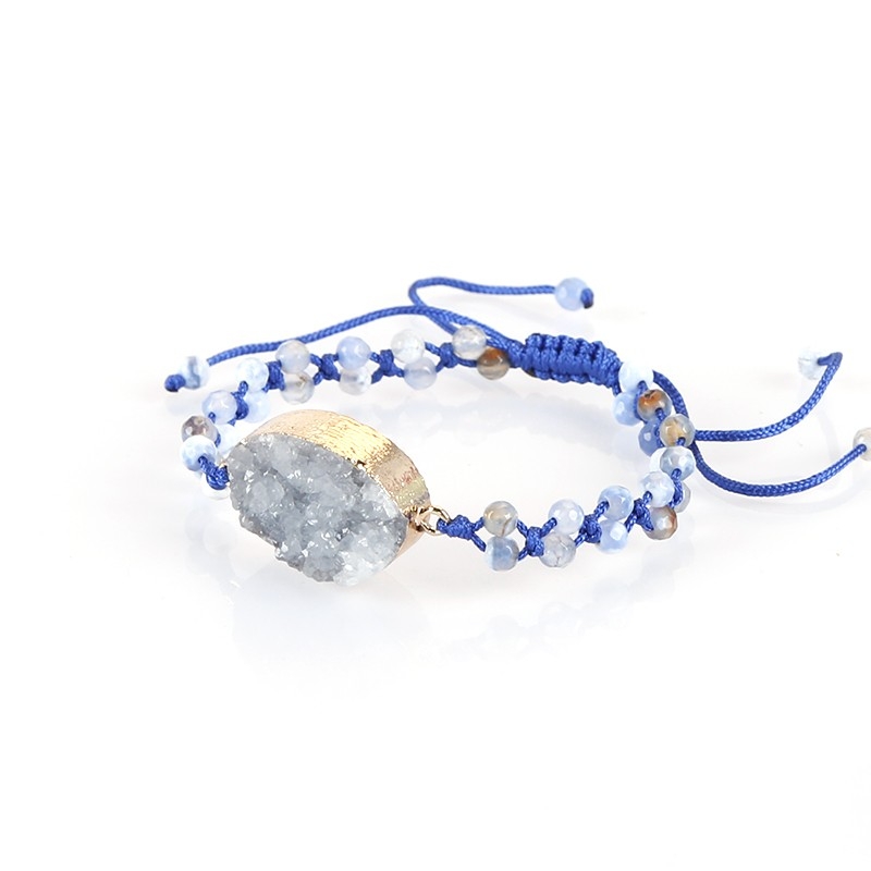Natural crystal gemstone bracelet, double-row round bead woven bracelet Item Picture