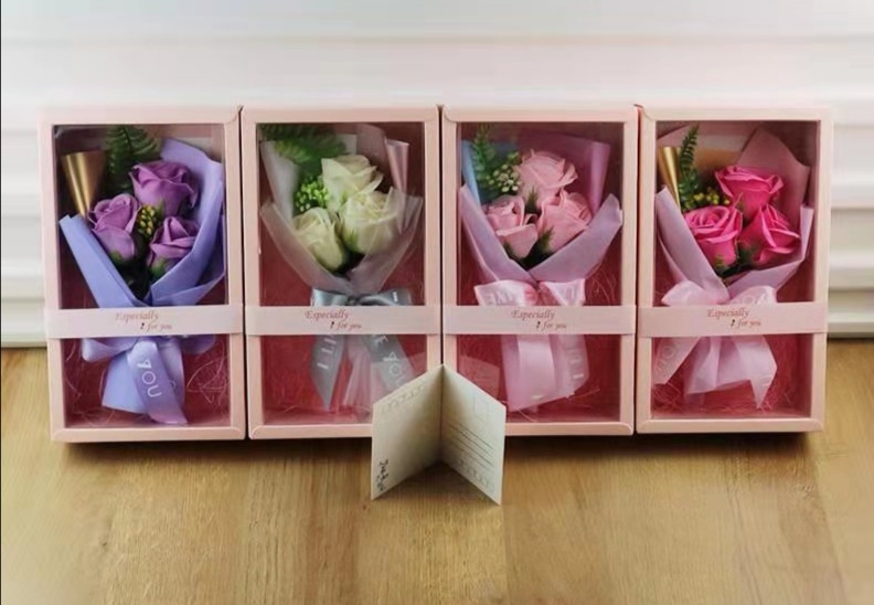 Teachers' Day gifts, Mother's Day and Valentine's Day gifts, powder box, 3 soaps, rose simulation bouquet, wedding and birthday Hai Ruo undefined