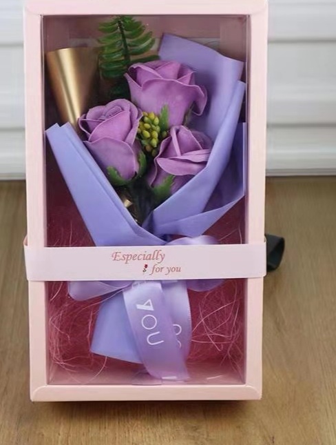 Teachers' Day gifts, Mother's Day and Valentine's Day gifts, powder box, 3 soaps, rose simulation bouquet, wedding and birthday Hai Ruo Specification image