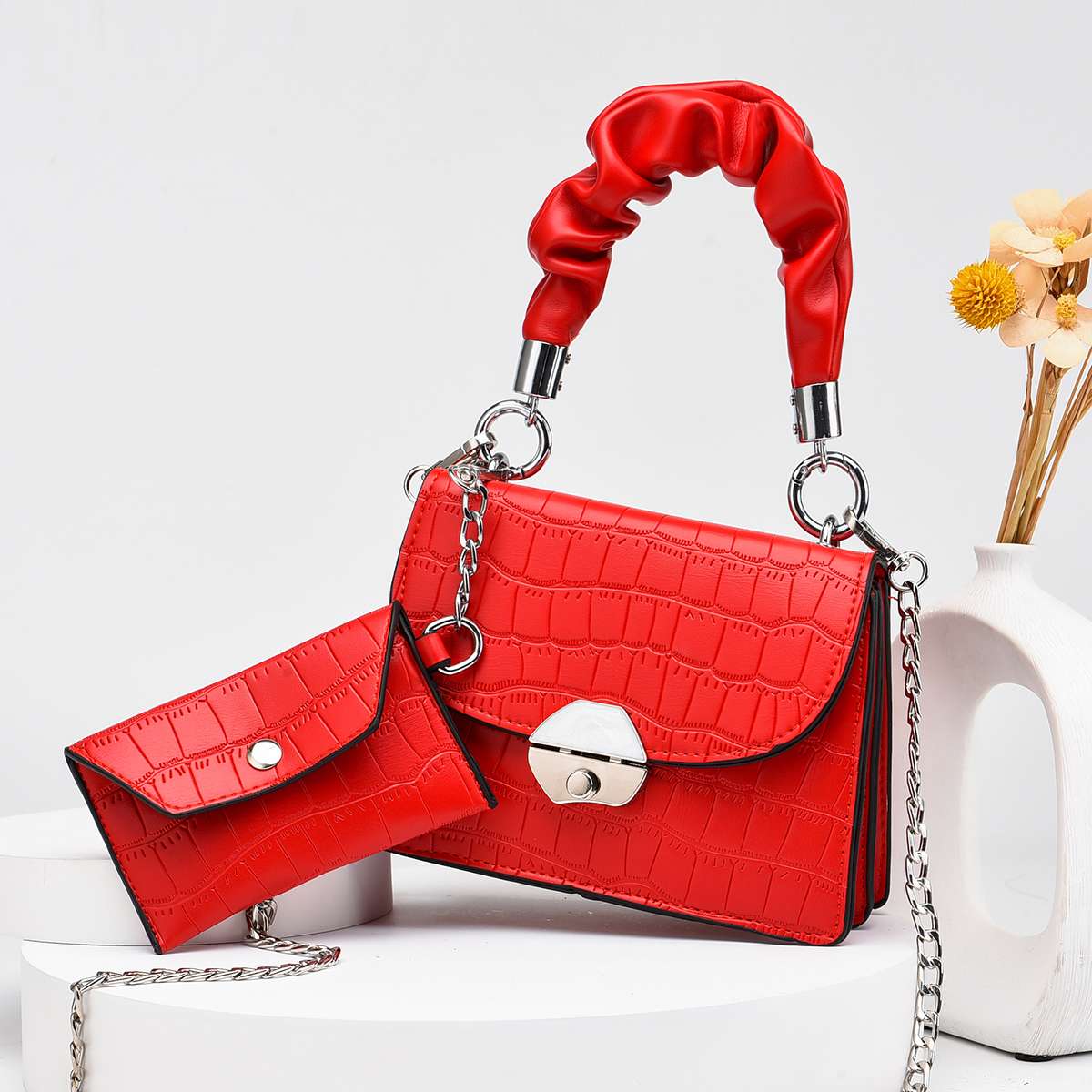 156-6020-1 Mother and child bags, women's bags, casual bags, versatile bags, shoulder bags, fashionable new PU bags Item Picture