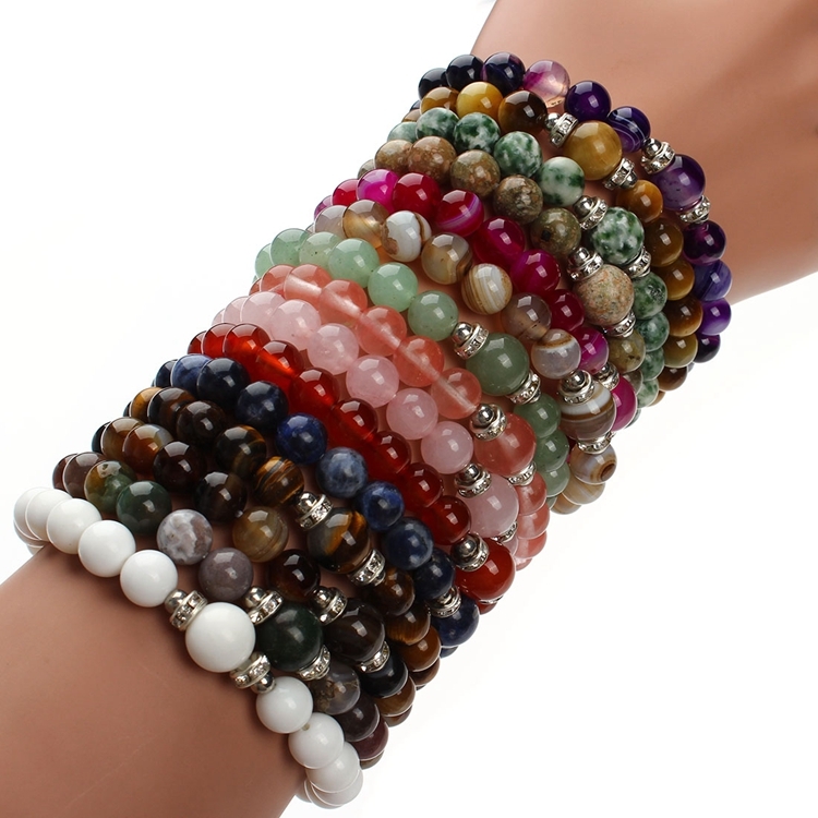 Rose Angel handcrafted 8mm natural gemstone bracelet with garden beads