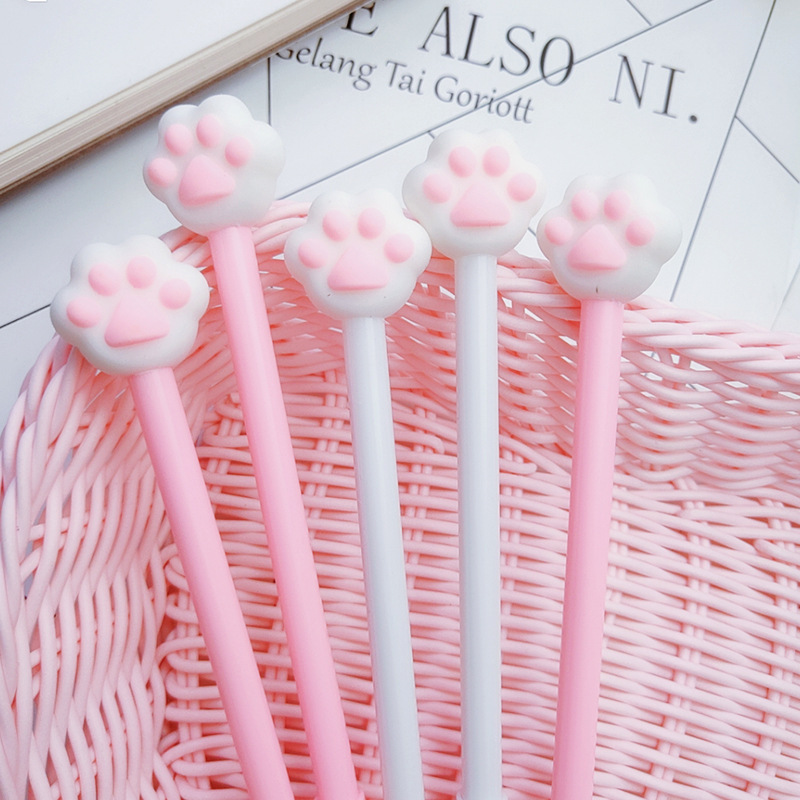 Cute and fresh cartoon cat paw gel pen, student office black ballpoint pen, signature pen stationery