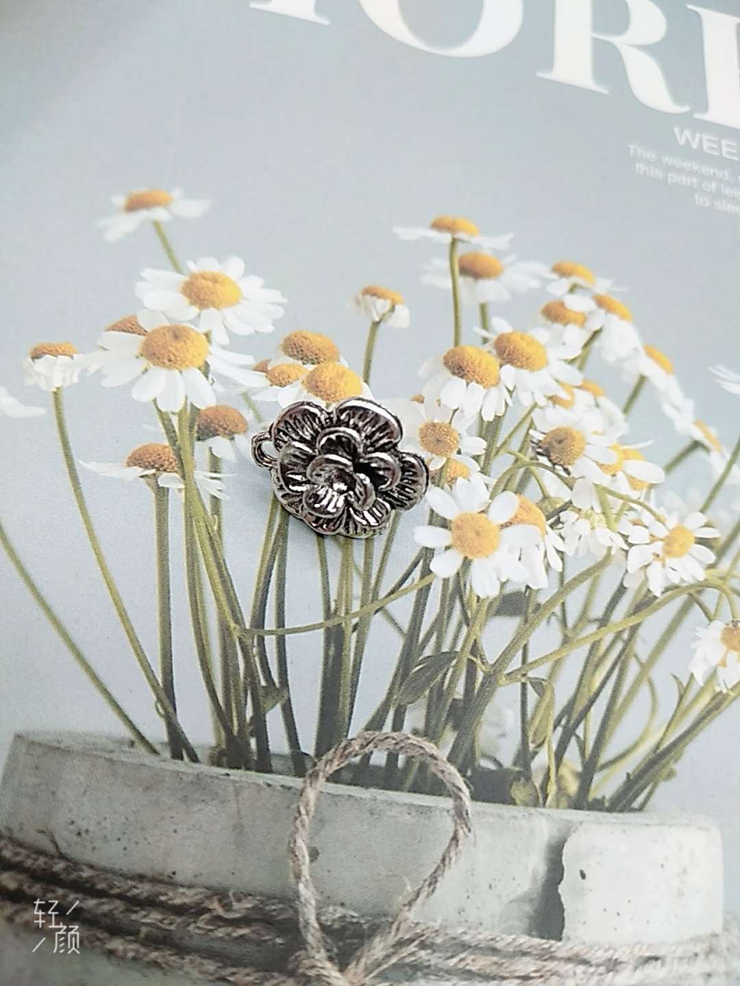 Flower antique silver antique ear needle thumbnail