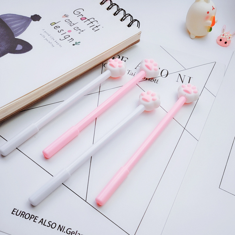 Cute and fresh cartoon cat paw gel pen, student office black ballpoint pen, signature pen stationery undefined