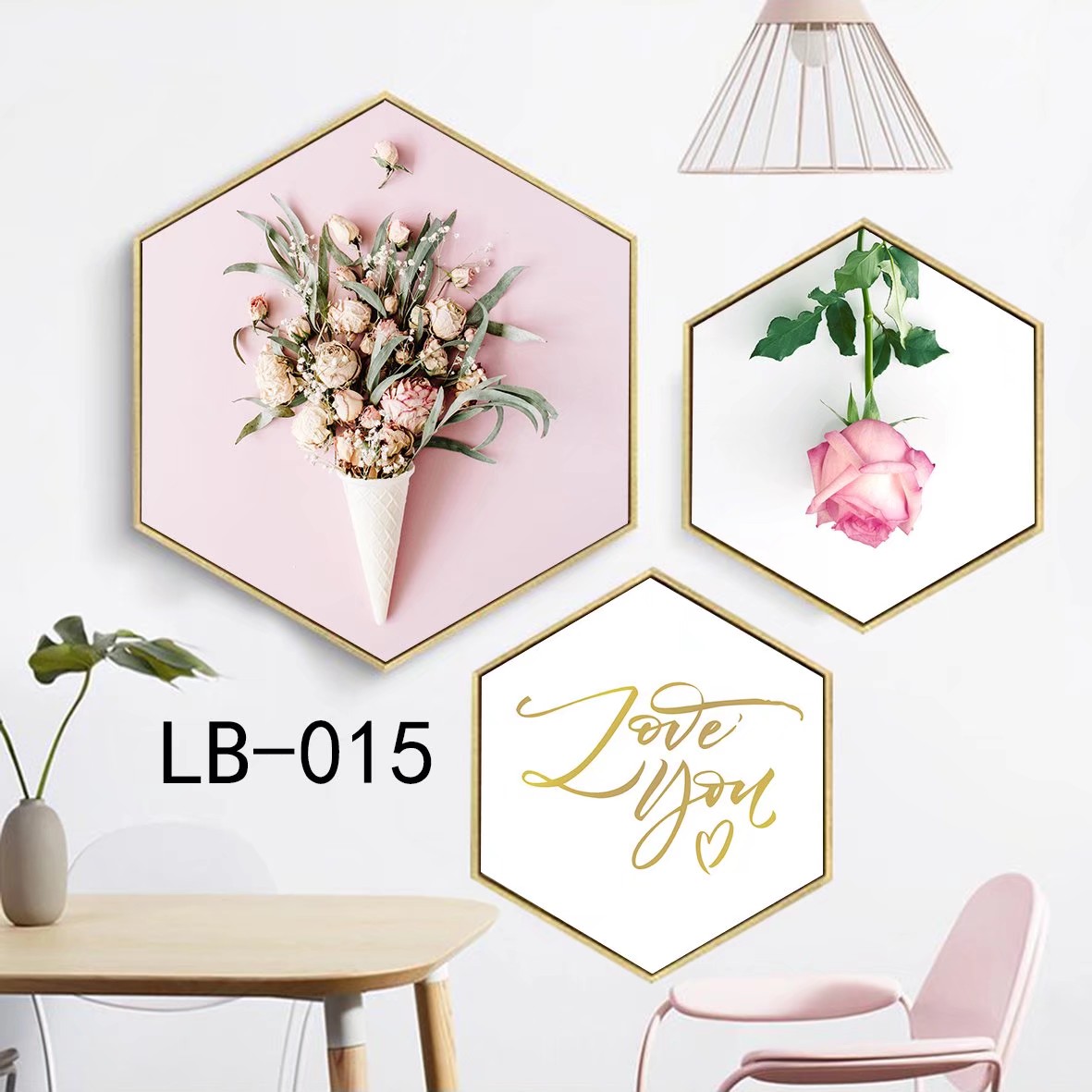 现代装饰画画酒店工装专用简框画工厂餐厅儿童房六边形更多图库加微信：18367959008