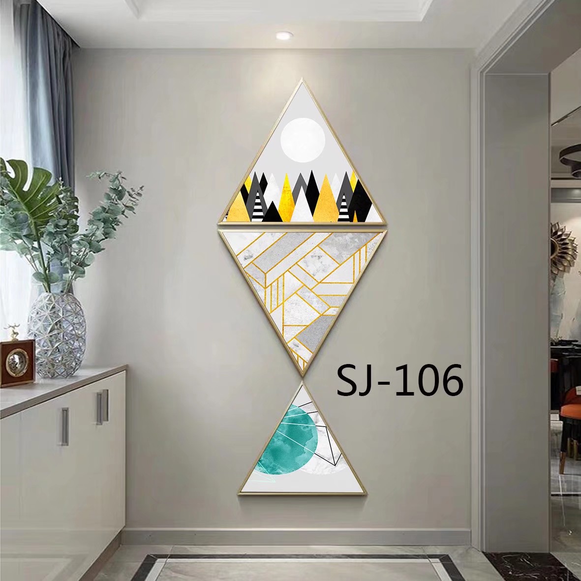 现代装饰画铝合金边框星钻画酒店工装专用简框玄关过道画餐厅沙发背景三角更多图库加微信：18367959008详情图8