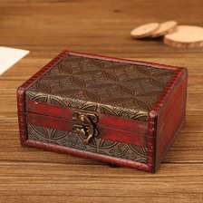 复古小木盒带锁桌面项链珠宝饰品首饰盒杂物整理储物收纳盒包装盒