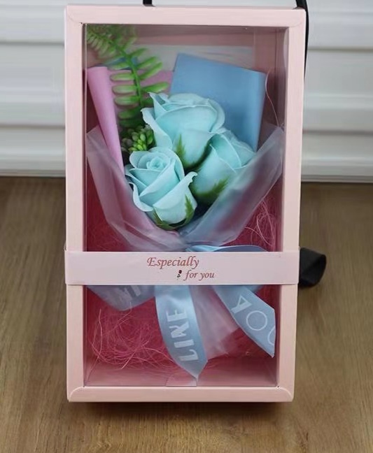 Teachers' Day gifts, Mother's Day and Valentine's Day gifts, powder box, 3 soaps, rose simulation bouquet, wedding and birthday Hai Ruo Application Scenario