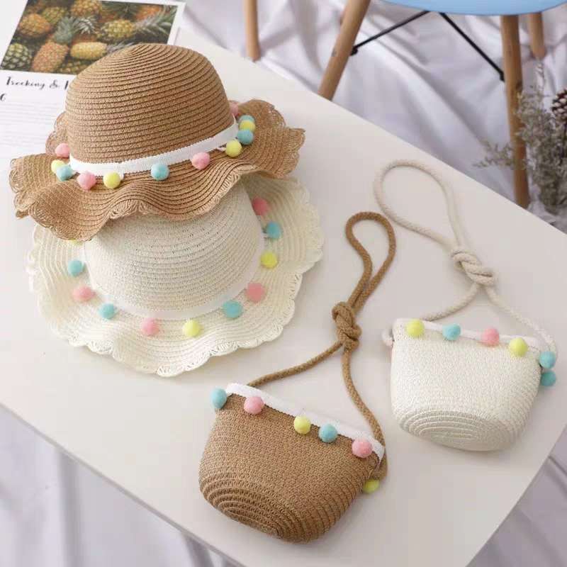A Straw Hat With Colored Balls