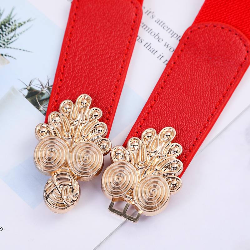 Ladies' wide waist belt, versatile and fashionable Korean-style button-down elastic elastic belt with down jacket dress belt, youth dance waist belt, Korean-style elastic elastic skirt belt wholesale A337 imitation button Application Scenario