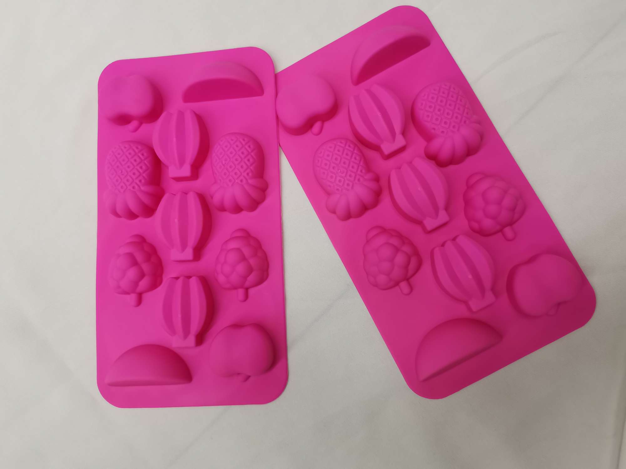 Apples, bananas, grapes, watermelon ice cubes