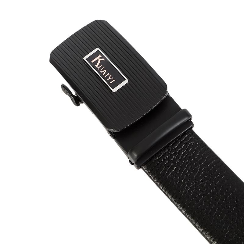 生产高档男士头层牛皮自动扣腰带双面荔枝纹商务真皮皮带正品新款 休闲皮带 学生西装皮带自主品牌腰带74 76 75详情图6