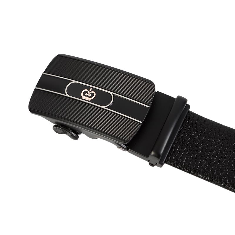 生产高档男士头层牛皮自动扣腰带双面荔枝纹商务真皮皮带正品新款 休闲皮带 学生西装皮带自主品牌腰带74 76 75白底实物图