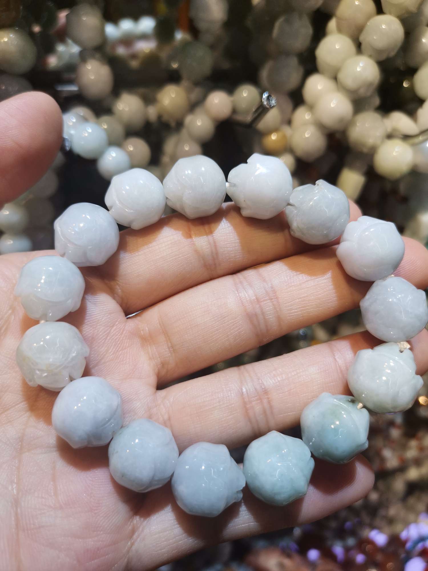 Myanmar esmeralda pulsera loto grande details Picture