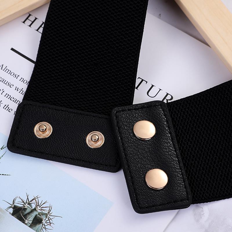 Ladies' wide waistband, versatile and fashionable Korean-style button-down elastic belt with down jacket dress belt, young dance waistband, dance elastic belt with crystal and water diamond, A015 undefined