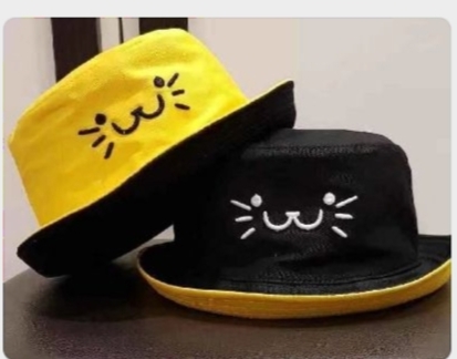 The cat is wearing fisherman's hats on both sides details Picture