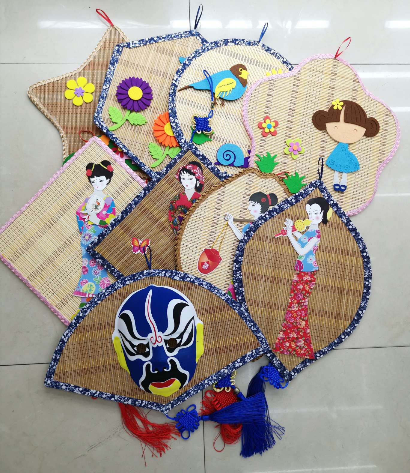 幼儿园DIY挂饰包边环保竹帘双面带中国结