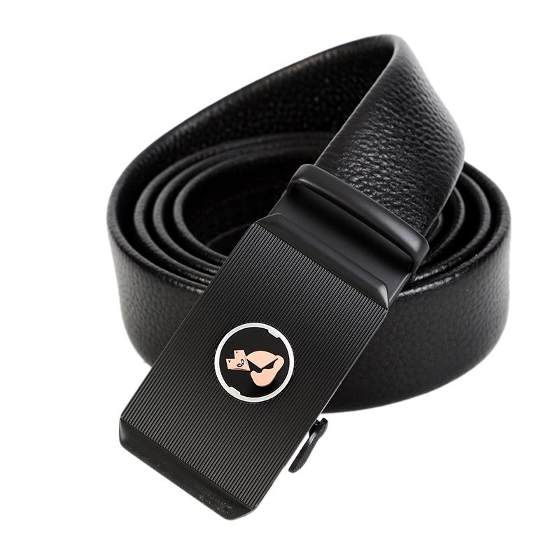 生产高档男士头层牛皮自动扣腰带双面荔枝纹商务真皮皮带正品新款 休闲皮带 学生西装皮带自主品牌腰带74 76 75详情图9