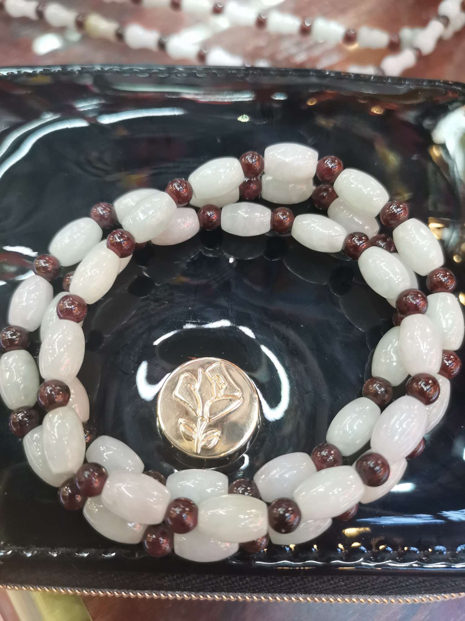 Pulsera jade granate 3 círculos