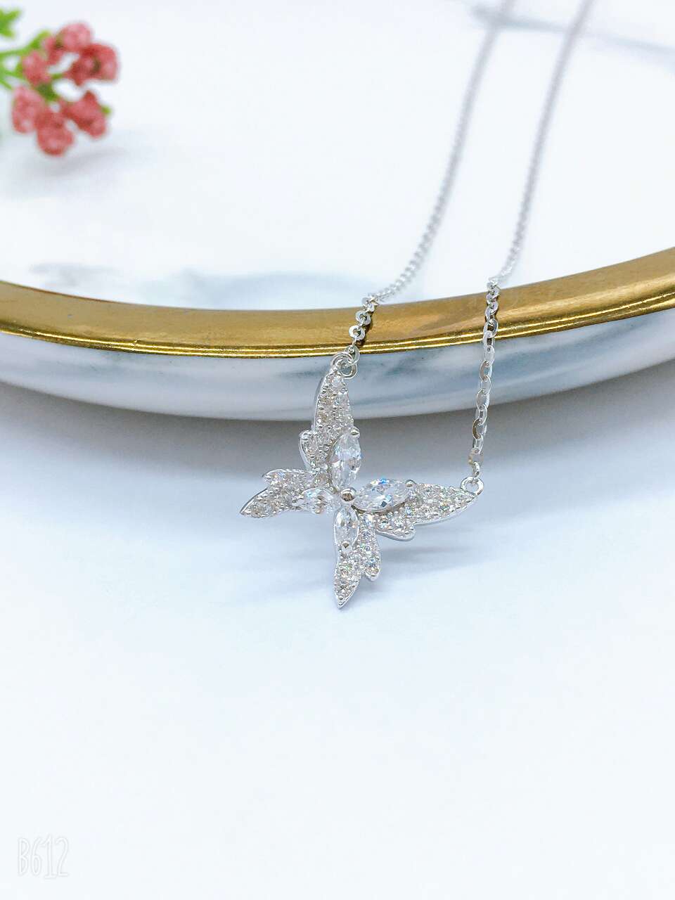 Silver butterfly sterling silver necklace thumbnail