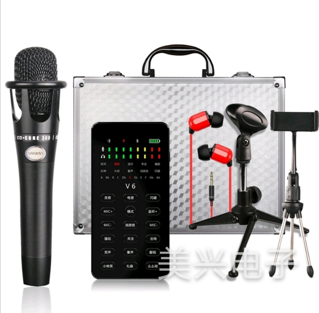 Sound Card Bluetooth live Audio Card set Mobile Singing universal sound card microphone digital live audio Card V6 sound card