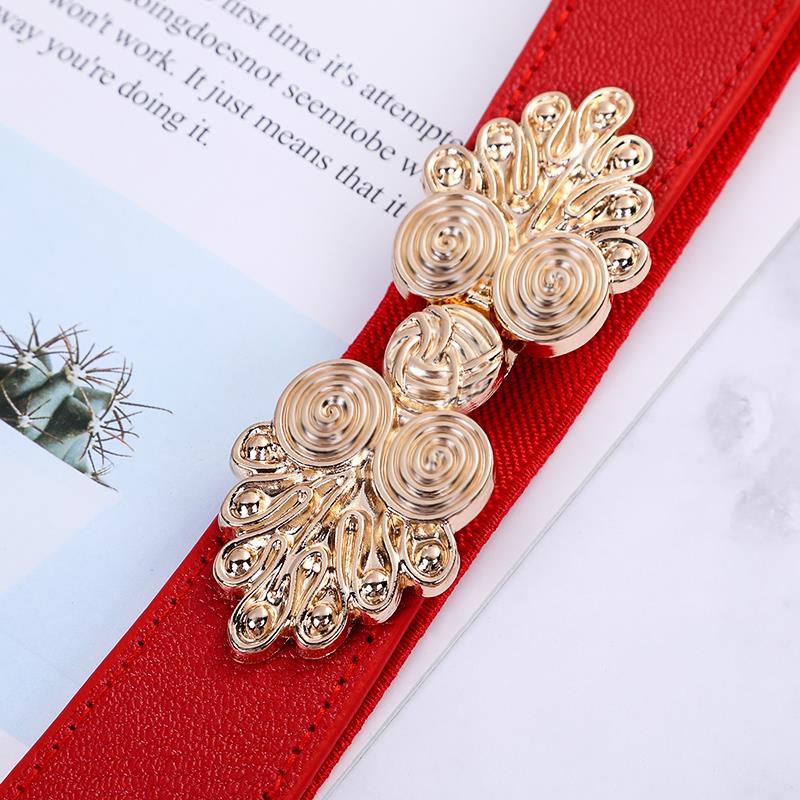 Ladies' wide waist belt, versatile and fashionable Korean-style button-down elastic elastic belt with down jacket dress belt, youth dance waist belt, Korean-style elastic elastic skirt belt wholesale A337 imitation button undefined