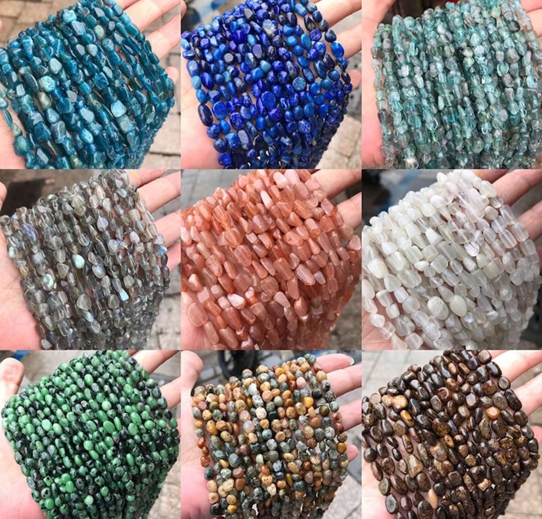 Natural 2 points/Sunset diopside Moonstone Labradori red-green lapis lazuli Apatite Bronze stone 6x8mm loose beads 15 inches details Picture