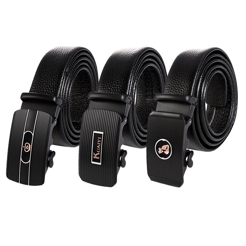 生产高档男士头层牛皮自动扣腰带双面荔枝纹商务真皮皮带正品新款 休闲皮带 学生西装皮带自主品牌腰带74 76 75详情图10