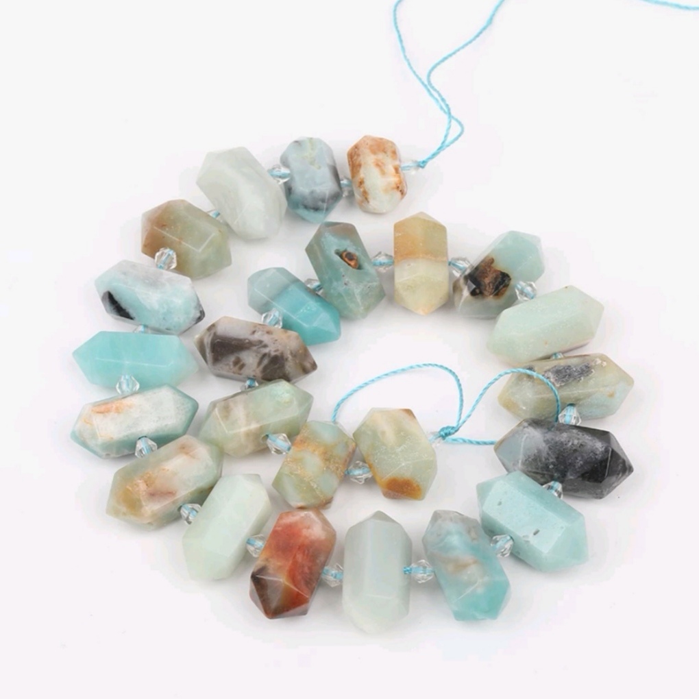A 24-strand natural pink quartz double-dot loose beaded pendant necklace with diamond-tipped crystal beads Specification image