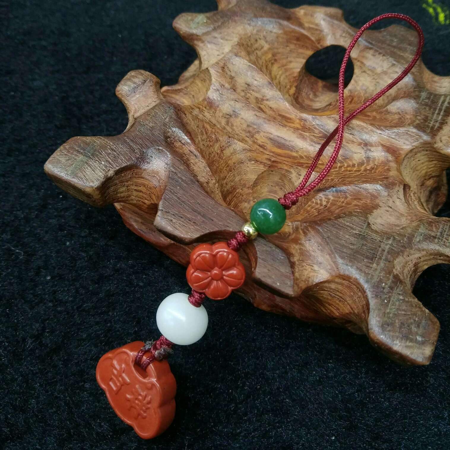 天然朱砂高含量红砂手机小饰品包包挂饰钥匙扣17