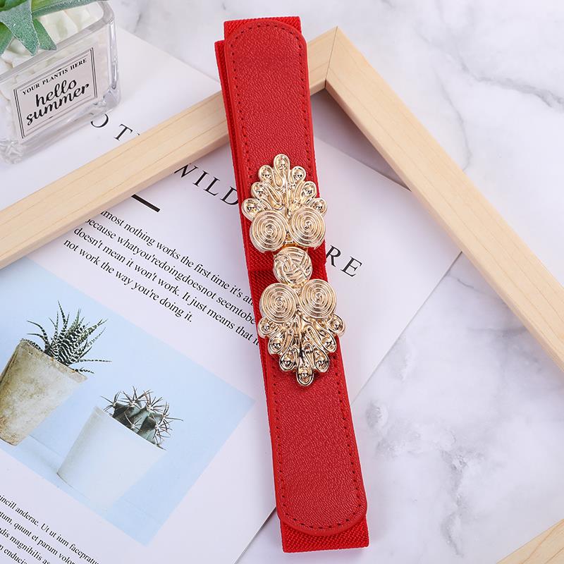 Ladies' wide waist belt, versatile and fashionable Korean-style button-down elastic elastic belt with down jacket dress belt, youth dance waist belt, Korean-style elastic elastic skirt belt wholesale A337 imitation button undefined