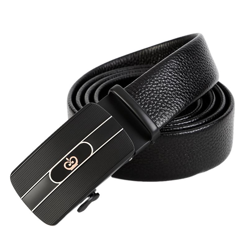 生产高档男士头层牛皮自动扣腰带双面荔枝纹商务真皮皮带正品新款 休闲皮带 学生西装皮带自主品牌腰带74 76 75详情图8