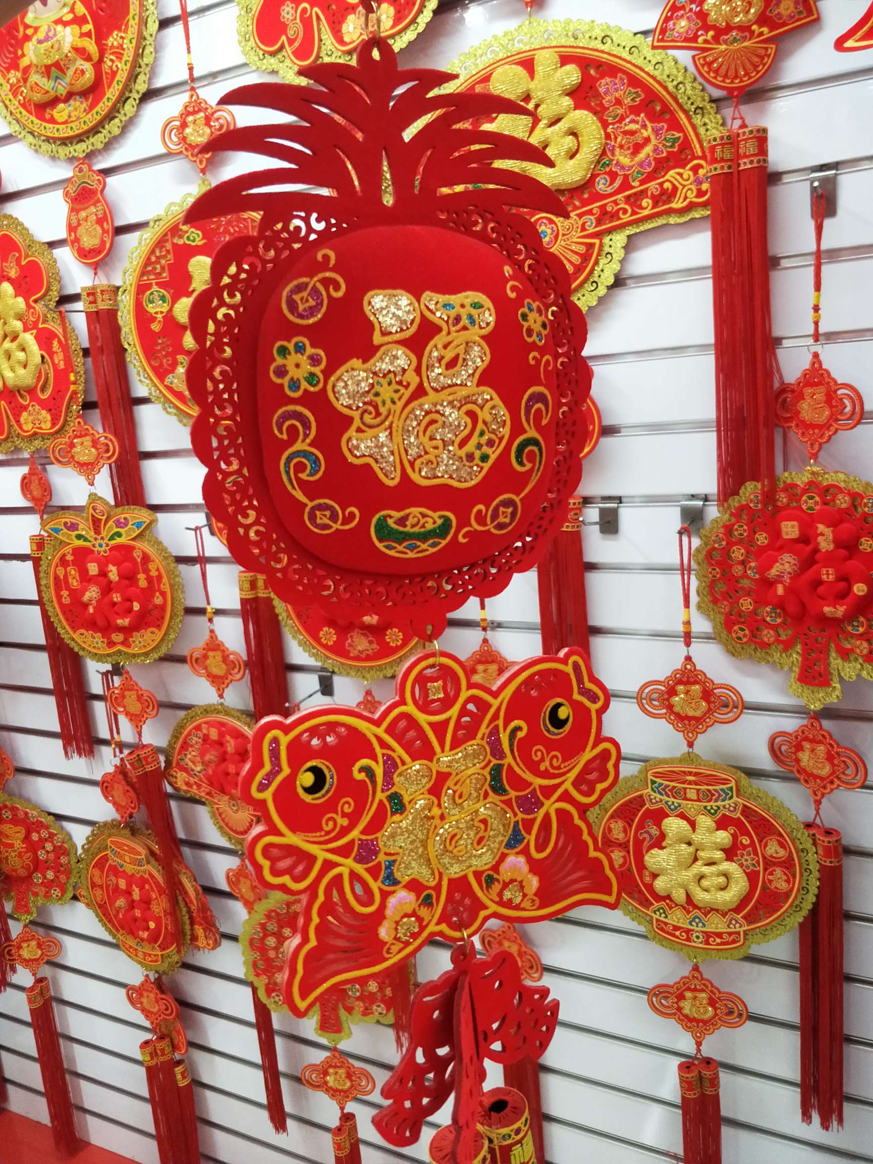 Home decoration festival gift jz-03kt medium-sized double Fish velvet printed money bag Apple pendant details Picture