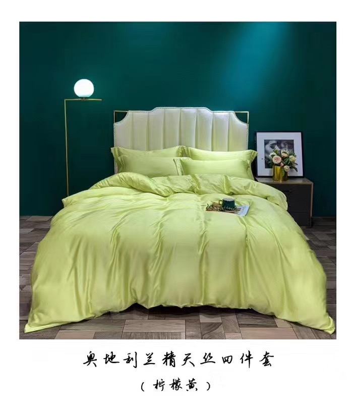 奥地利兰丝绒四件套卧室纯色床单细节图