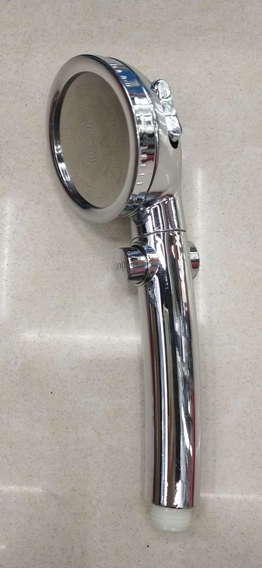 Pressurized water-stop showerhead, pressurized adjustable nozzle, stainless steel surface pressurized showerhead