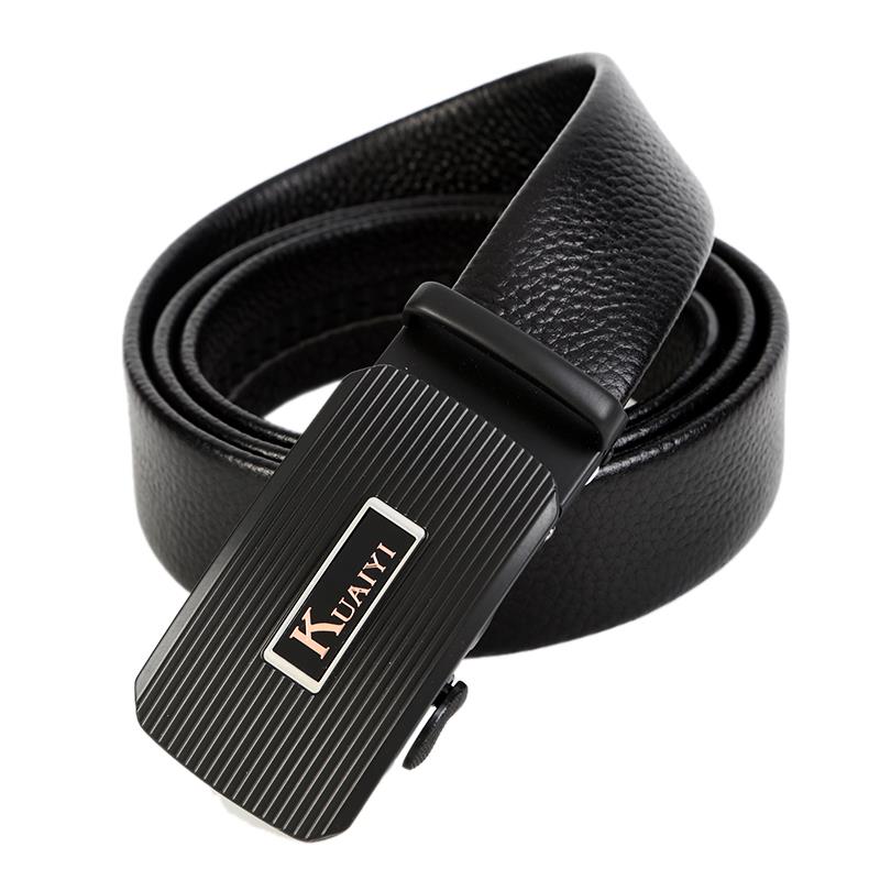 生产高档男士头层牛皮自动扣腰带双面荔枝纹商务真皮皮带正品新款 休闲皮带 学生西装皮带自主品牌腰带74 76 75产品图