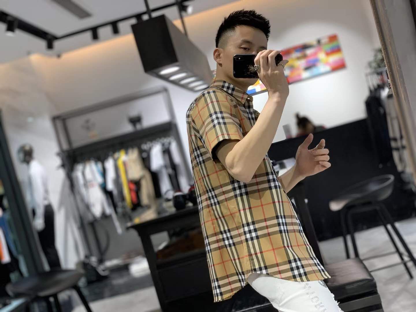 2020 new summer men's short sleeve shirt men's fashion shirt men's casual inch thin clothes yellow thumbnail