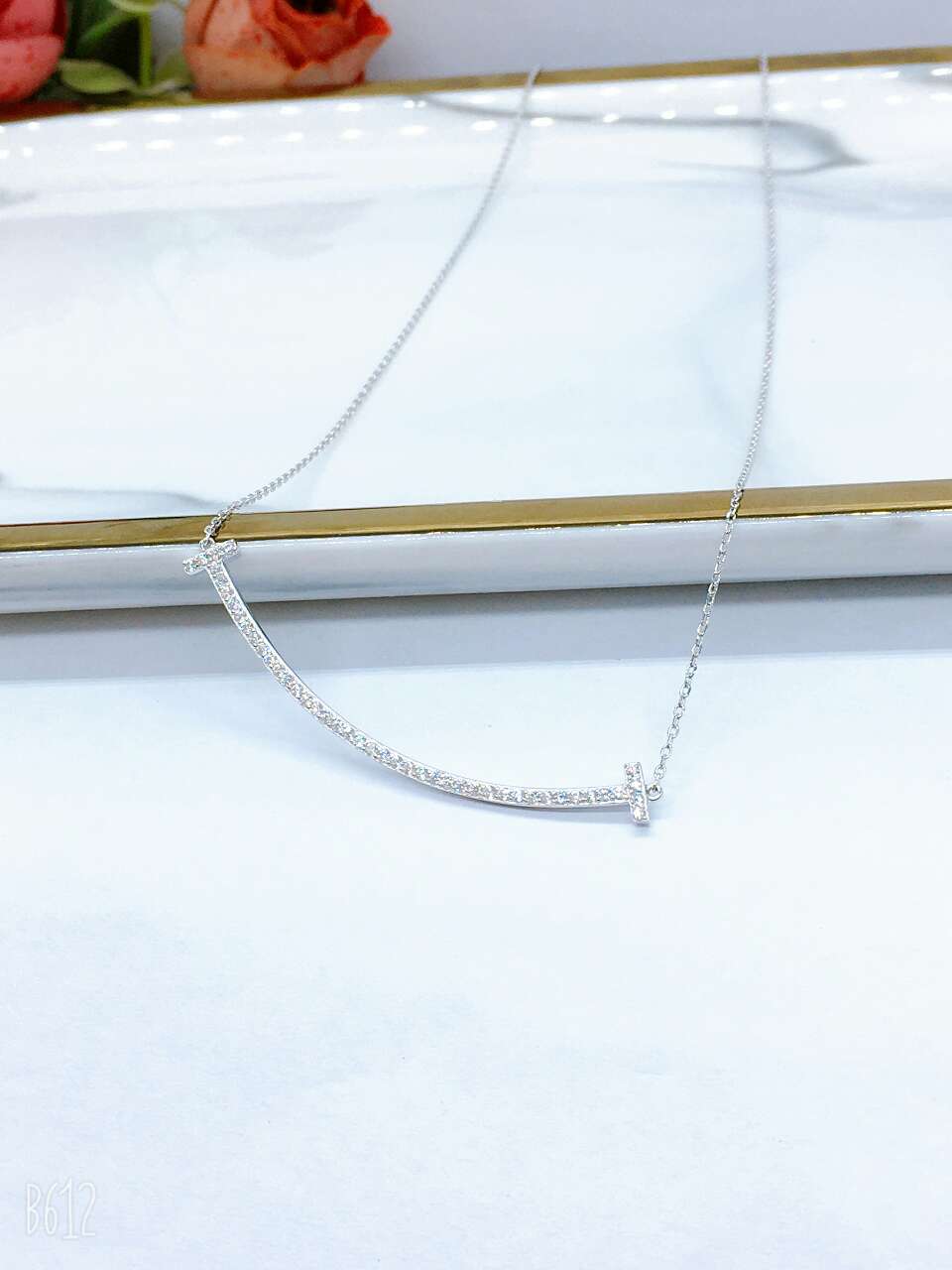 Smiling face sterling silver necklace