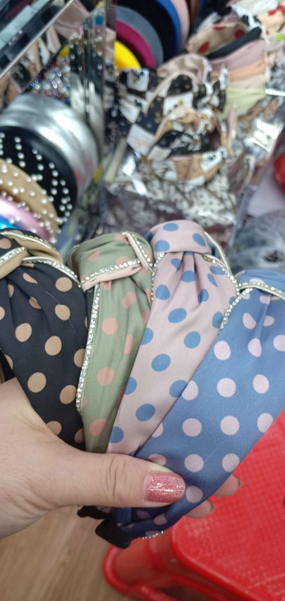 Double diamond polka dot net Red Hair Hoop Headwear Hair accessories Trend Fashion everything leather sponge Smart accessories 15 thumbnail