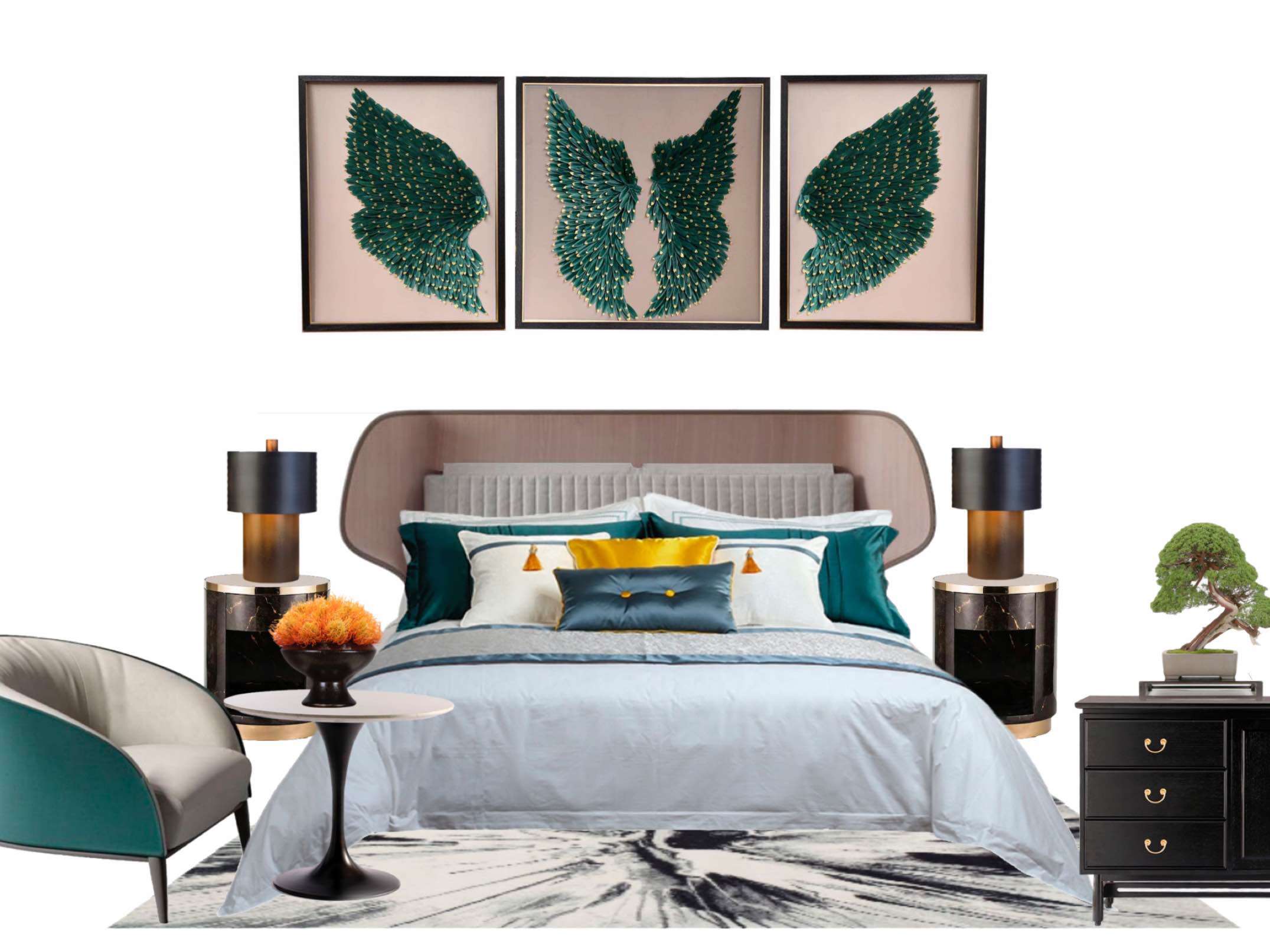 Living Room Decorative Painting Corridor Porch Hanging Painting Hotel Display Painting Three Modern Style Specification drawing